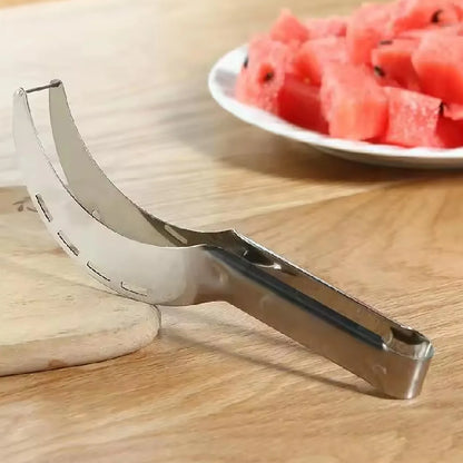 10053 3in1 Stainless Steel Watermelon Cantaloupe Slicer Knife Corer Fruit Vegetable Tools Kitchen (1 Pc) - Zidbik