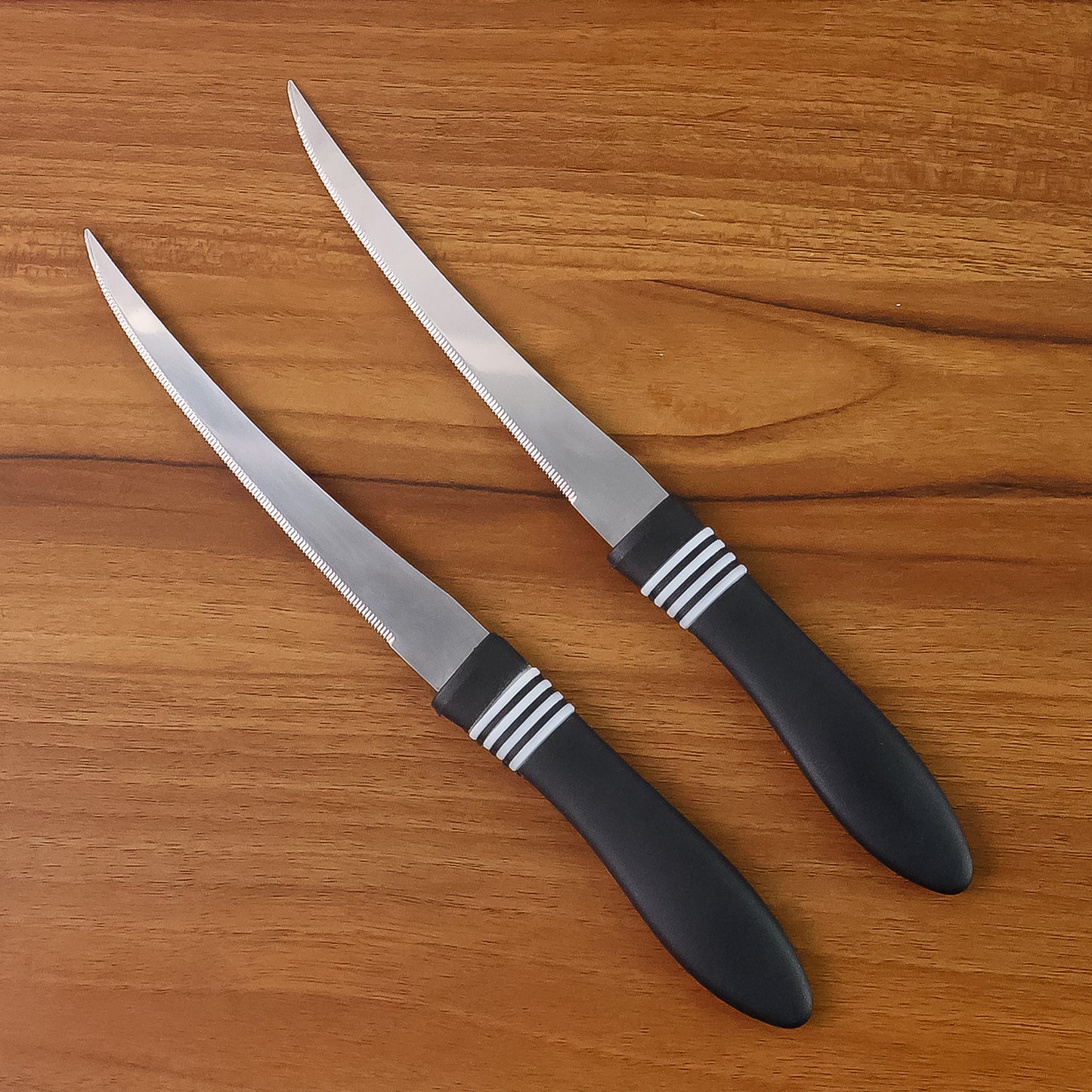Premium Curved Serrated Stainless Steel Kitchen Knife Set (Mix Color  2 Pc) - Zidbik