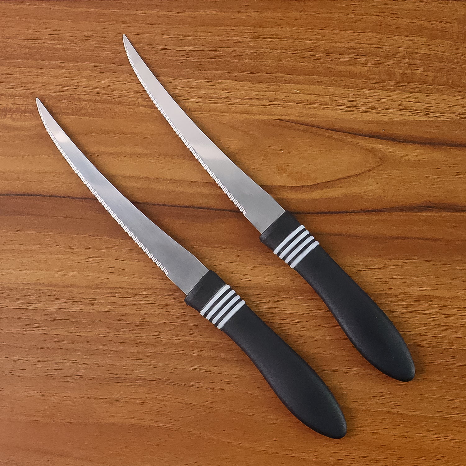 Premium Curved Serrated Stainless Steel Kitchen Knife Set (Mix Color  2 Pc) - Zidbik