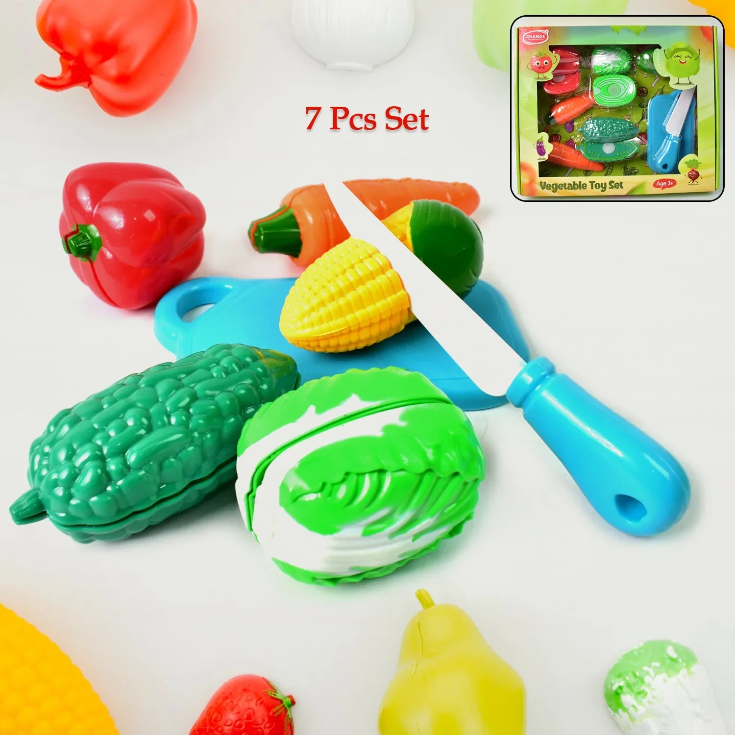 Realistic Slice-able Fruits And Vegetables Cut In 2 Part Play Toy Set - Zidbik
