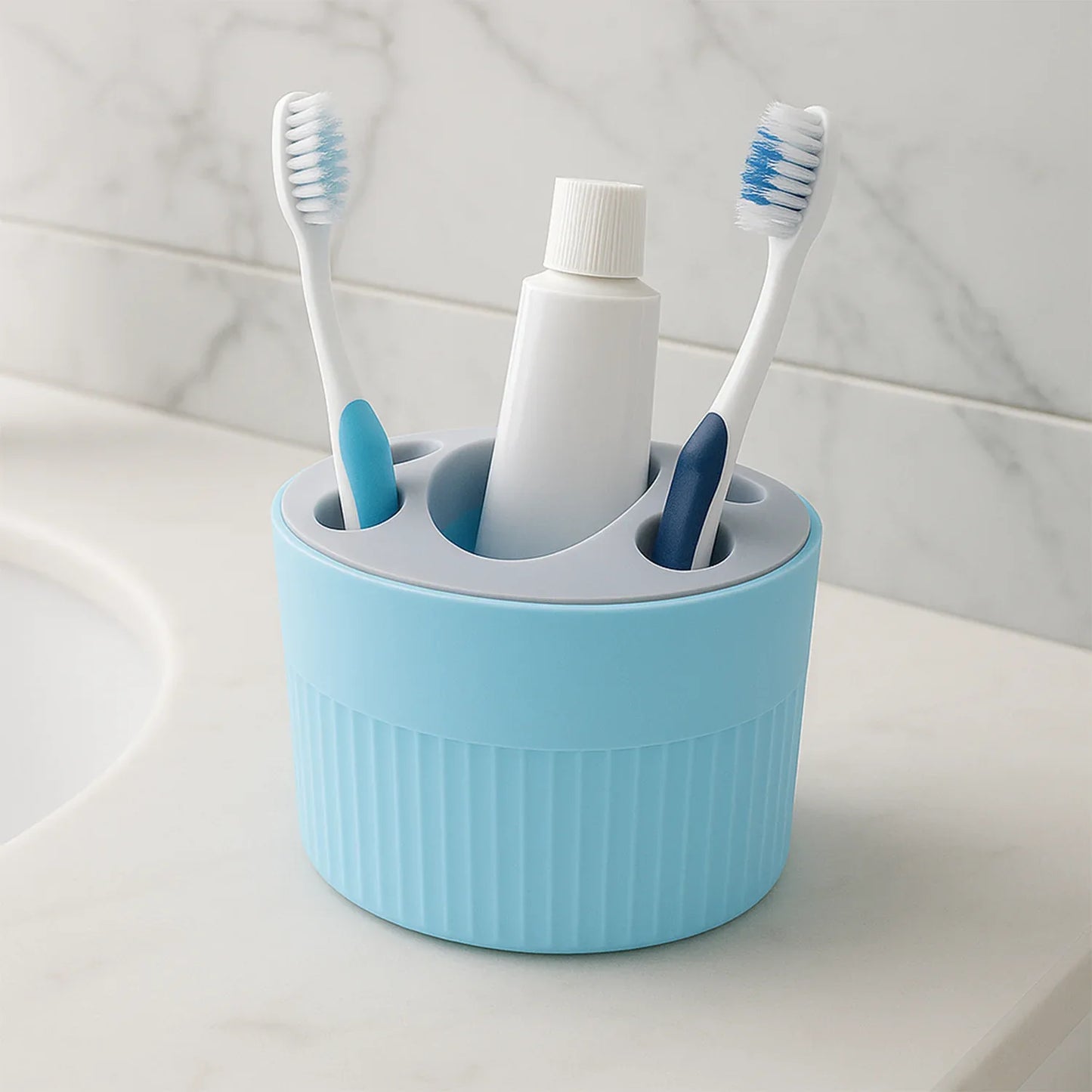 Multipurpose Bathroom Toothbrush And Utility Holder Stand With Multiple Slots (1 Pc) - Zidbik