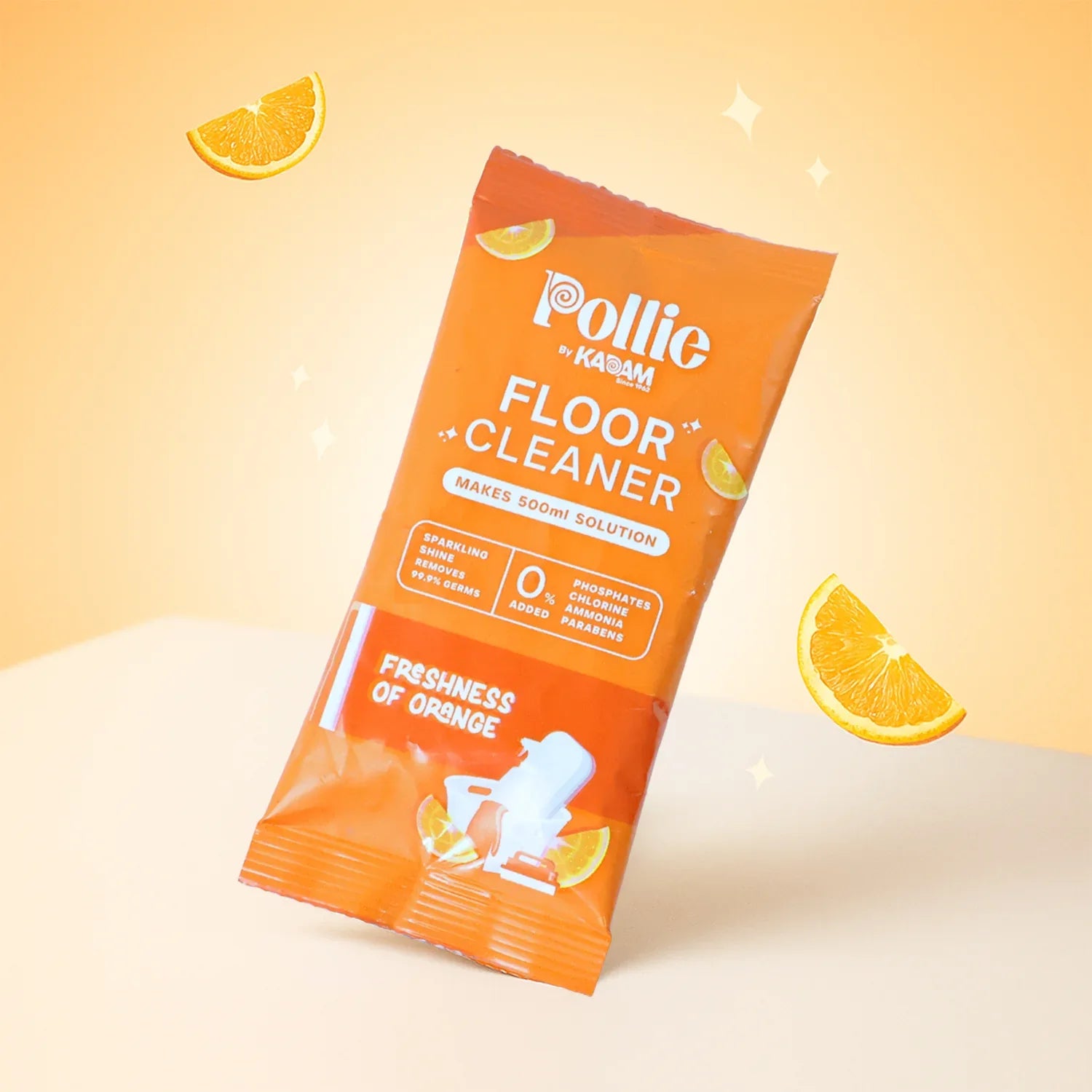 Pollic Kadam Concentrated Floor Cleaner Sachet Orange Fresh Fragrance (50 Gm) - Zidbik