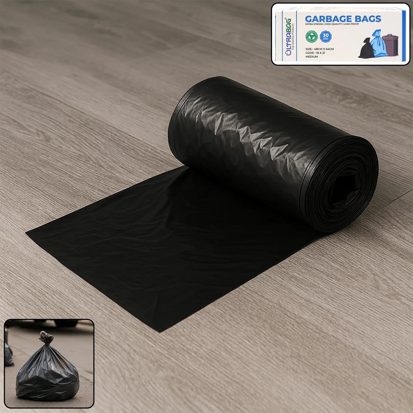 Extra-strong Garbage Bag Roll (48x54cm 1 Pc) - Zidbik