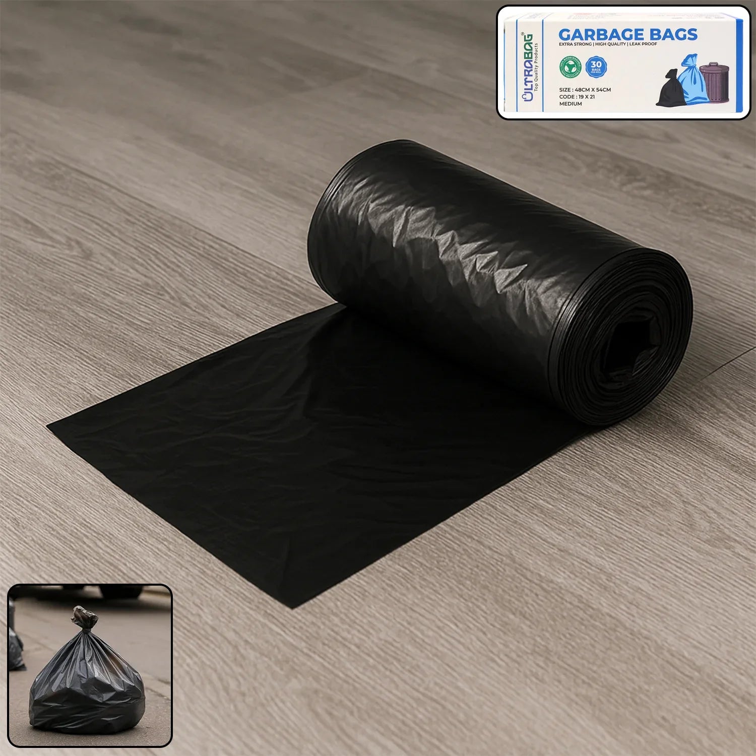 Extra-strong Garbage Bag Roll (48x54cm 1 Pc) - Zidbik
