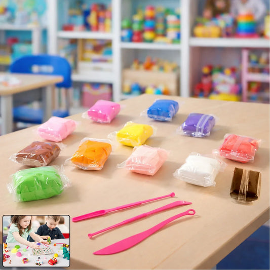 Kids 12 Color Antibacterial Super Clay Set For Creative Play (1 Set) - Zidbik