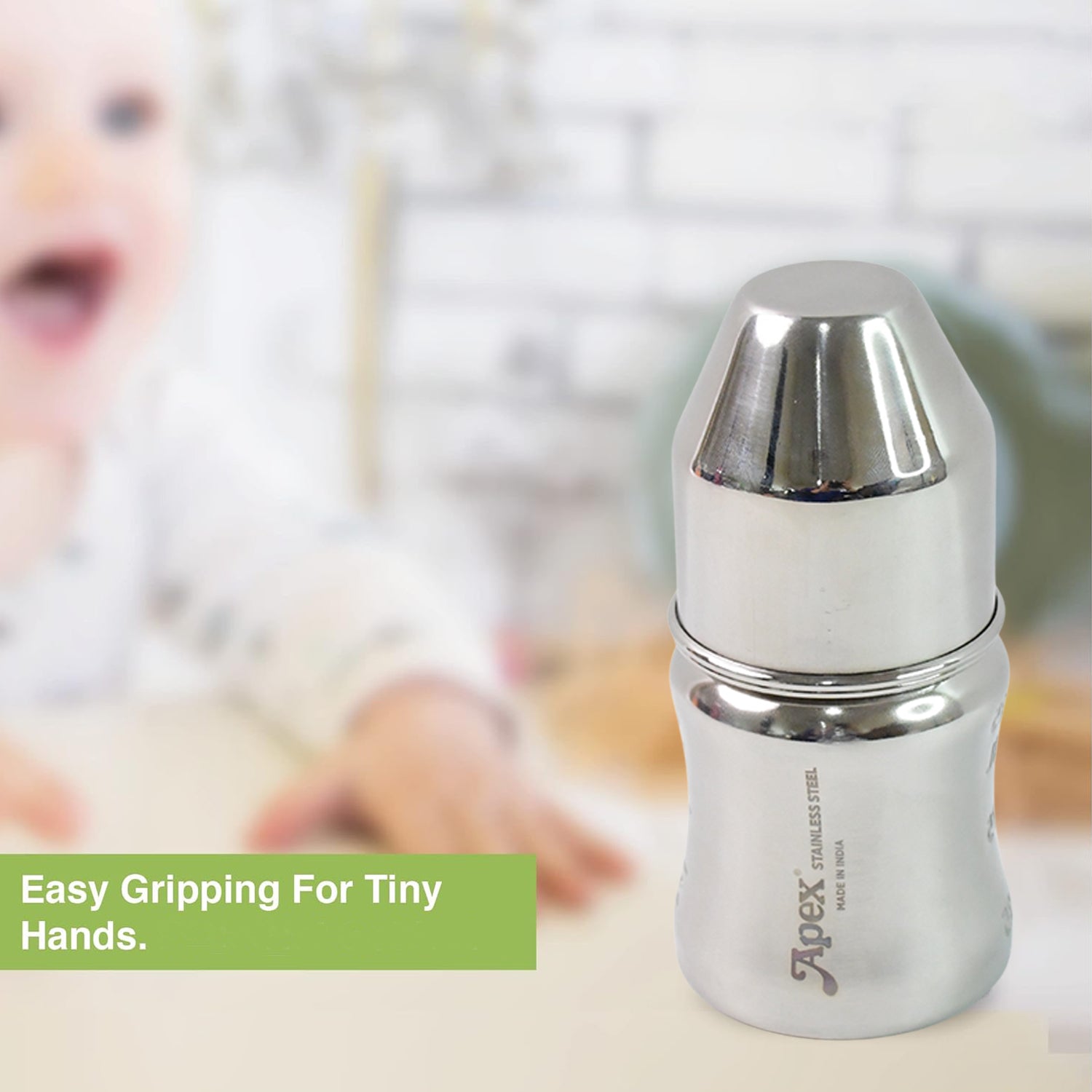 Apex Premium Stainless Steel Baby Feeding Bottle (125 Ml  1 Pc) - Zidbik