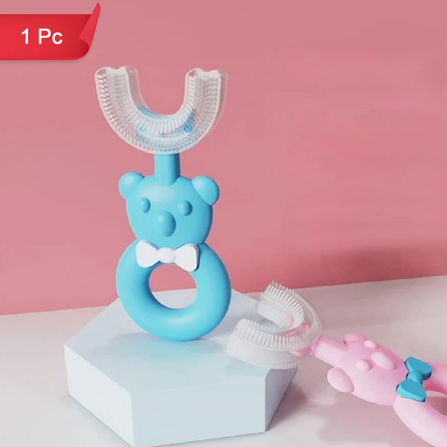 Baby Bear U-shaped Toothbrush Silicone Brush Head (1 Pc) - Zidbik
