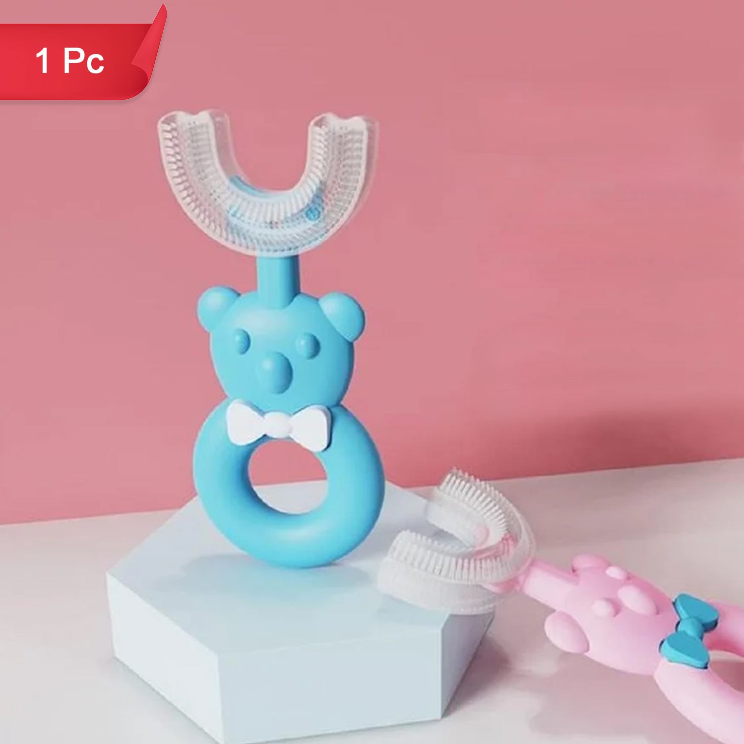 Baby Bear U-shaped Toothbrush Silicone Brush Head (1 Pc) - Zidbik