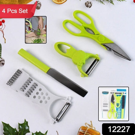 4-piece Kitchen Cutting Set Scissors Peeler Grater  Slicer And Knife - Zidbik