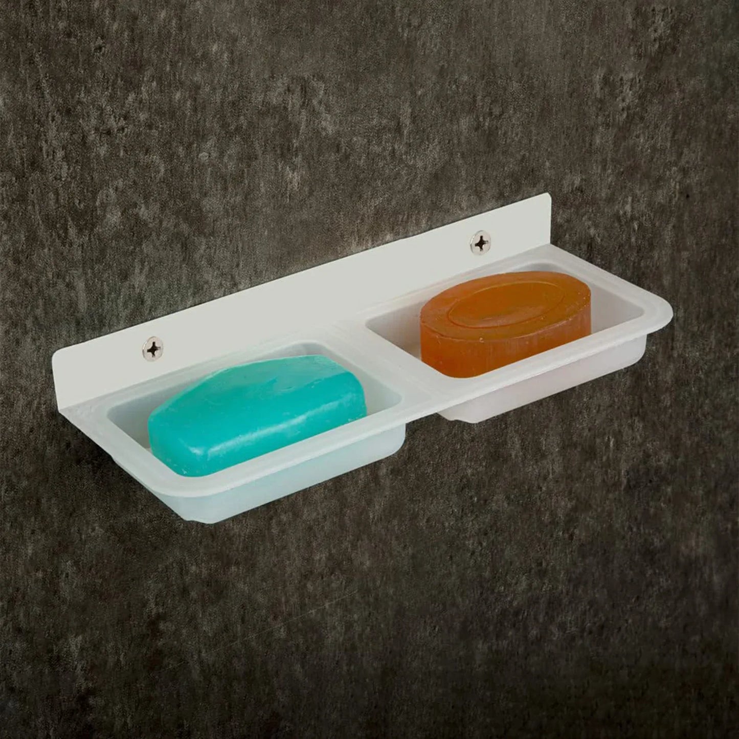 Wall Mounted Double Compartment Soap Sponge Holder (1 Pc) - Zidbik
