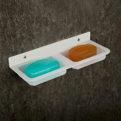 Wall Mounted Double Compartment Soap Sponge Holder (1 Pc) - Zidbik