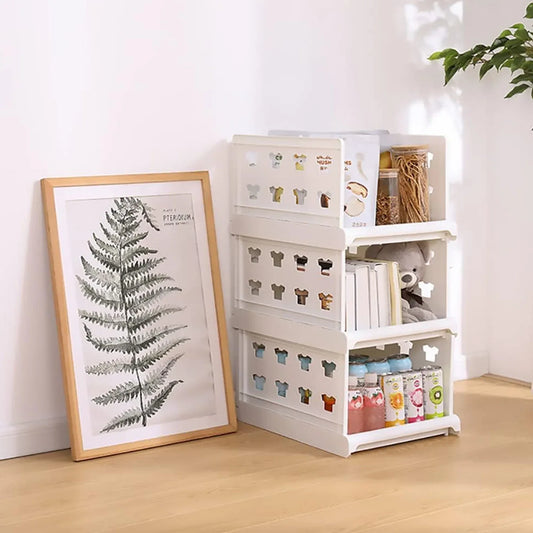 7886 3 Layer Stackable Multifunctional Storagefor Clothes Foldable Drawer Shelf Basket Utility Cart Rack Storage Organizer Cart For Kitchen Pantry Closet Bedroom Bathroom Laundry(3 Layer 1 Pc) - Zidbik