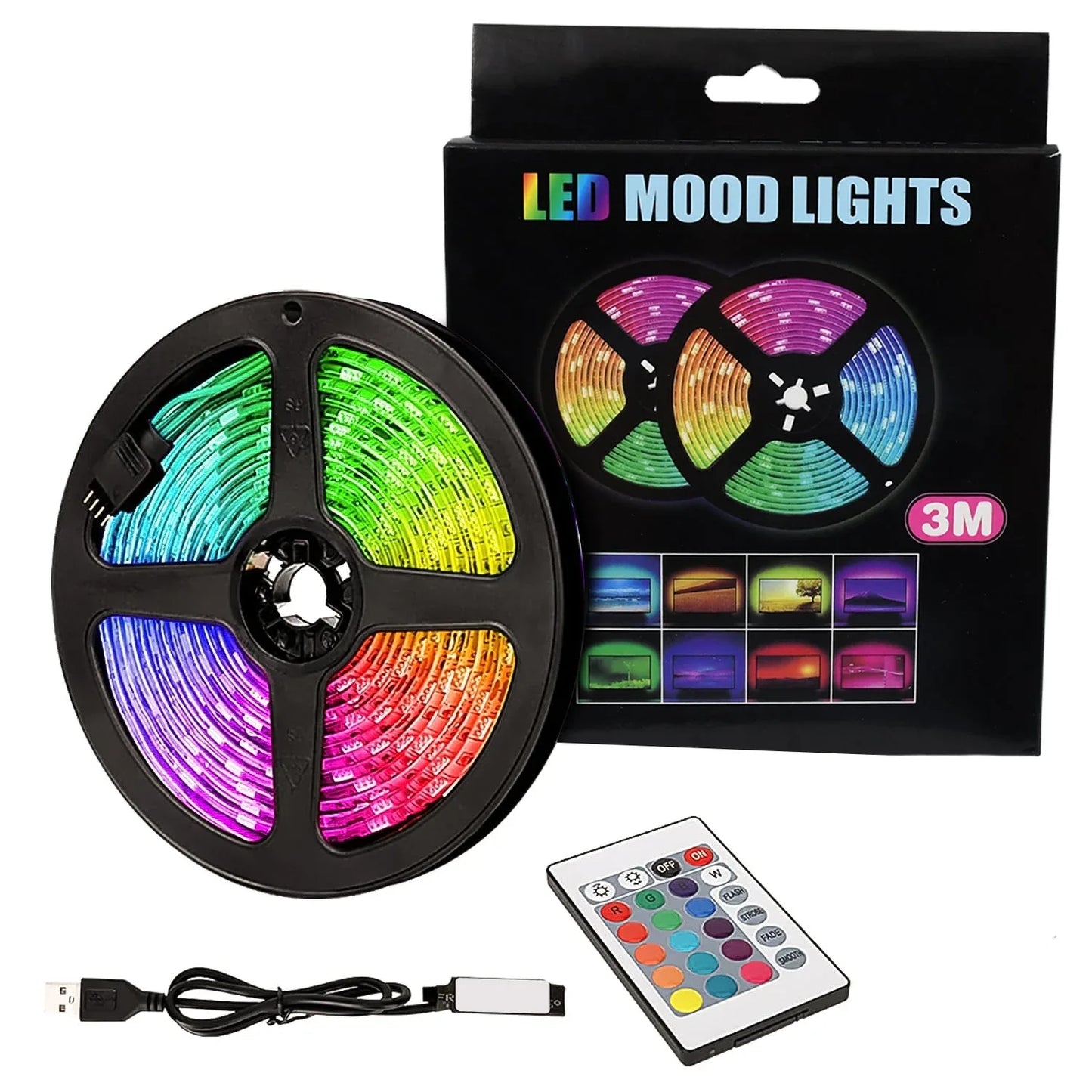 3m Rgb Led Strip Lights Led Mood Lights (1 Set) - Zidbik