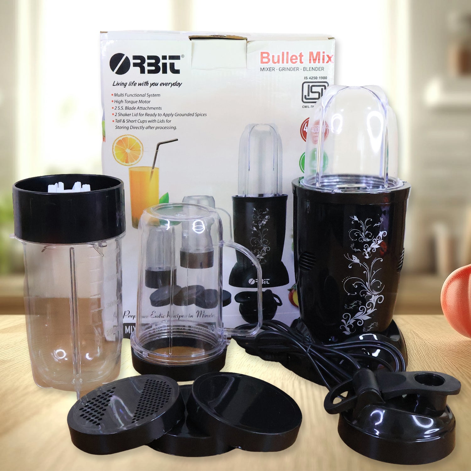 Orbit Bullet Mixer Grinder - 400w With 3 Jars - Zidbik