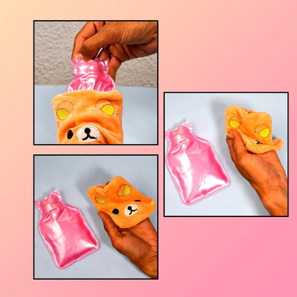 6503 Orange Panda Small Hot Water Bag With Cover For Pain Relief Neck Shoulder Pain And Hand Feet Warmer Menstrual Cramps. - Zidbik