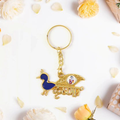 Premium Krishna-themed Decorative Metal Keychain - Zidbik