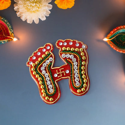 Decorative Laxmi Charan Paduka Sticker Set (Pack Of 2 Pc) - Zidbik