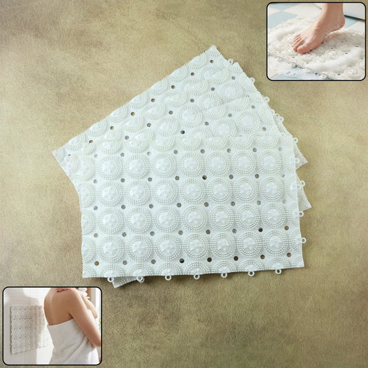 Anti-slip Bathroom Massage Mat With Suction Cups (33 21 Cm 4 Pc) - Zidbik