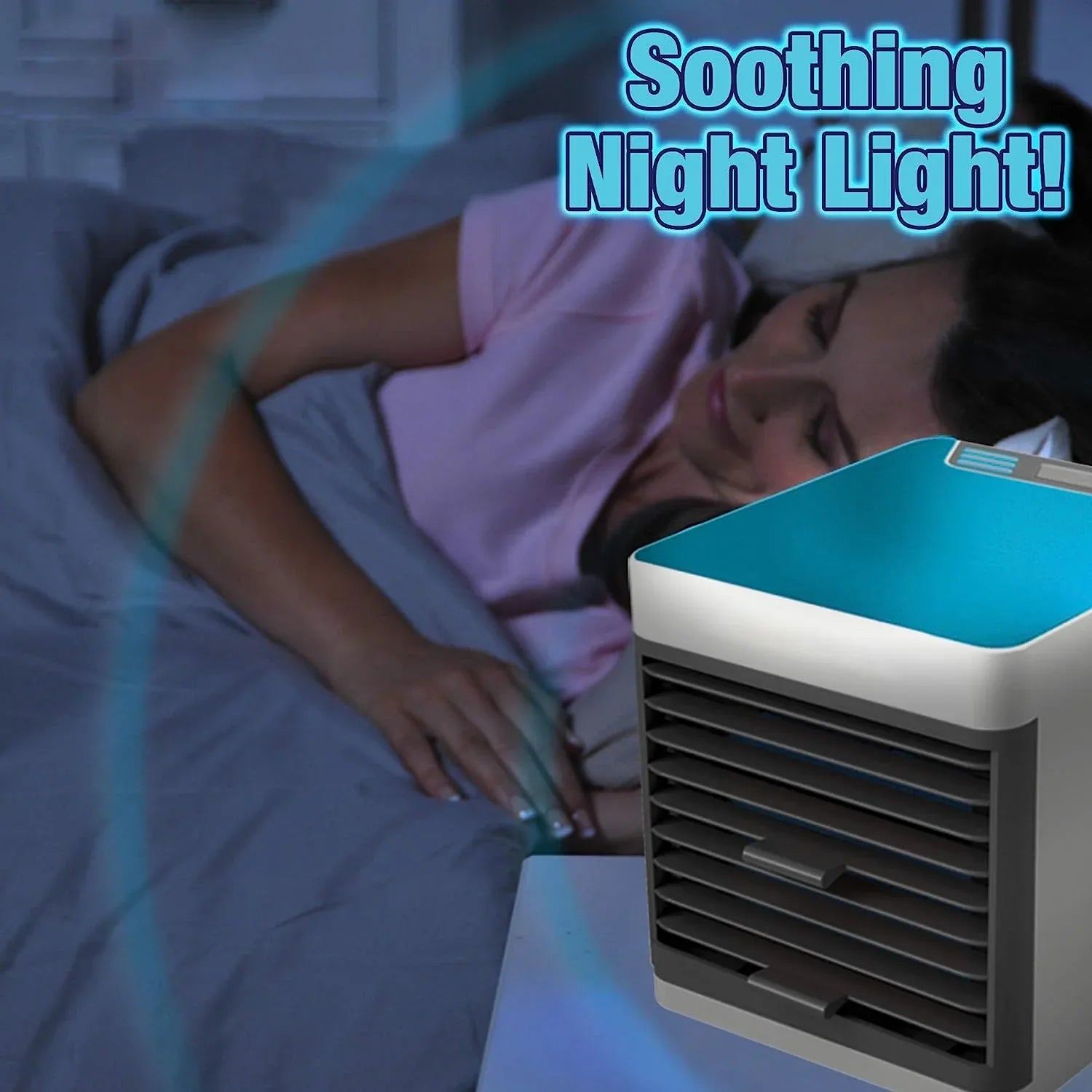 1464 Mini Portable Air Cooler Personal Space Cooler Easy To Fill Water And Mood Led Light And Portable Air Conditioner Device Cool Any Space Like Home Office - Zidbik
