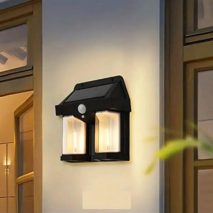 12585 Outdoor Solar Wall Lamp Outdoor Waterproof High Quality Lamp Induction Garden Lamp Garden Villa Night Lamp Double Lamp Light (1 Pc) - Zidbik