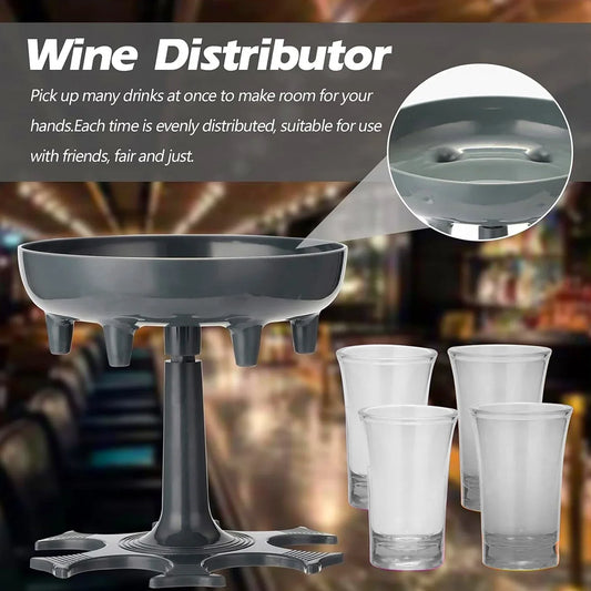 6 Shot Win Glass Dispensers With Tray 6 Pcs Glass - Zidbik