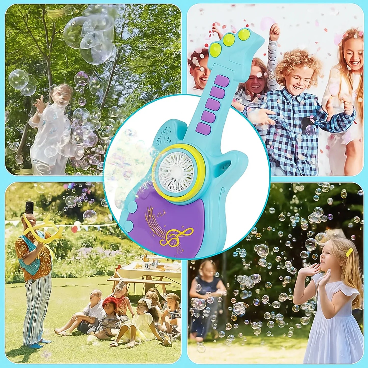 Electric Automatic Guitar-shaped Bubble Machine Set - Zidbik