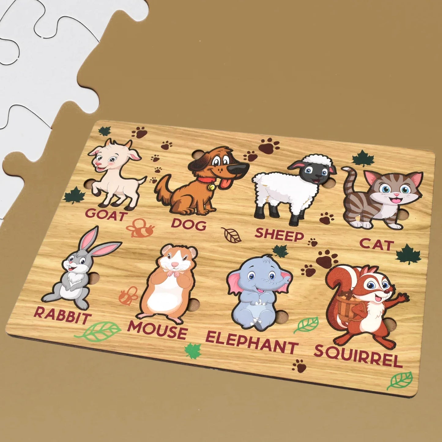 Wooden Animal Puzzle Learning Educational Board (1 Set 2820 Cm) - Zidbik