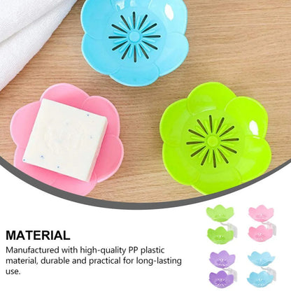 7963 Dabble Layer Flower Self Draining Soap Dish Holder Bathroom Shower Soap Holder Dish Storage Plate Tray For Bathroom Kitchen Bathtub - Zidbik