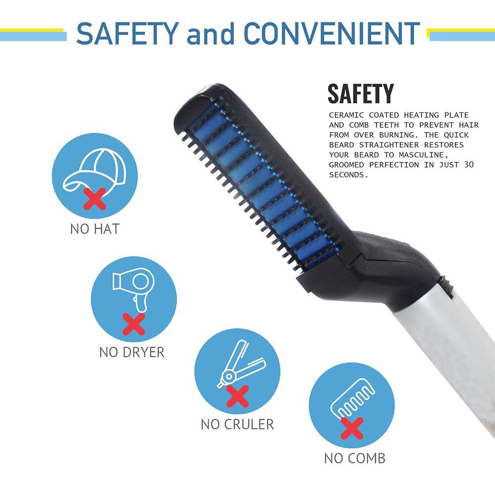 348 Mens Beard And Hair Curling Straightener (Modelling Comb) - Zidbik
