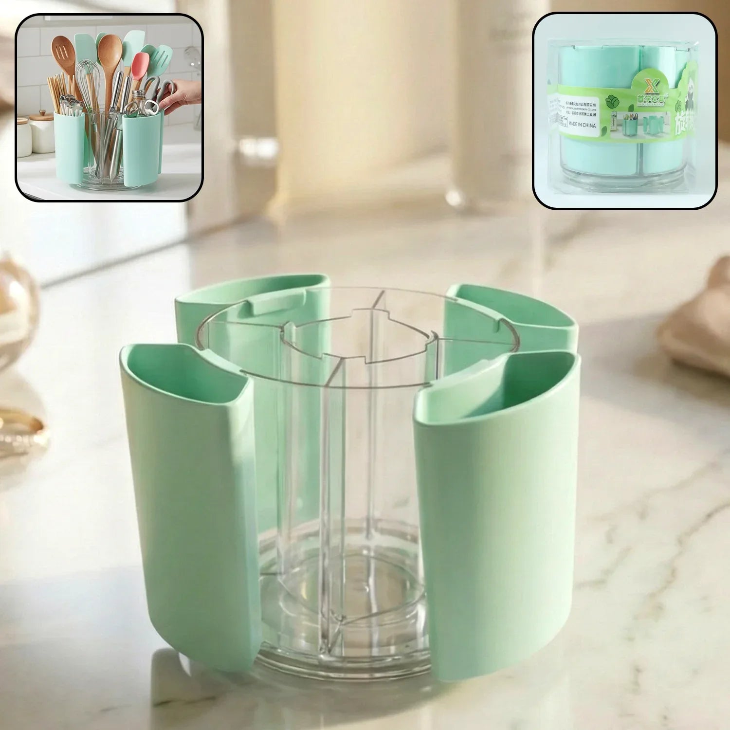 Multipurpose 5 Compartment Rotating Pen Holder (1 Pc) - Zidbik