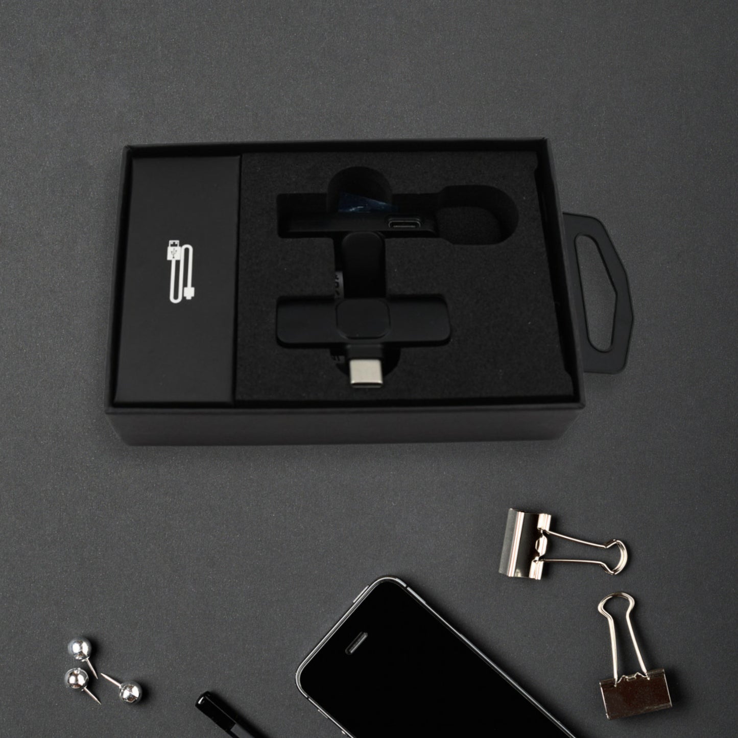 12639 Intelligent Noise Cancelling Live Streaming Clip On Microphone For Type-c  For Iphone With Charging Mini Wireless Lapel Collar Microphone - Zidbik