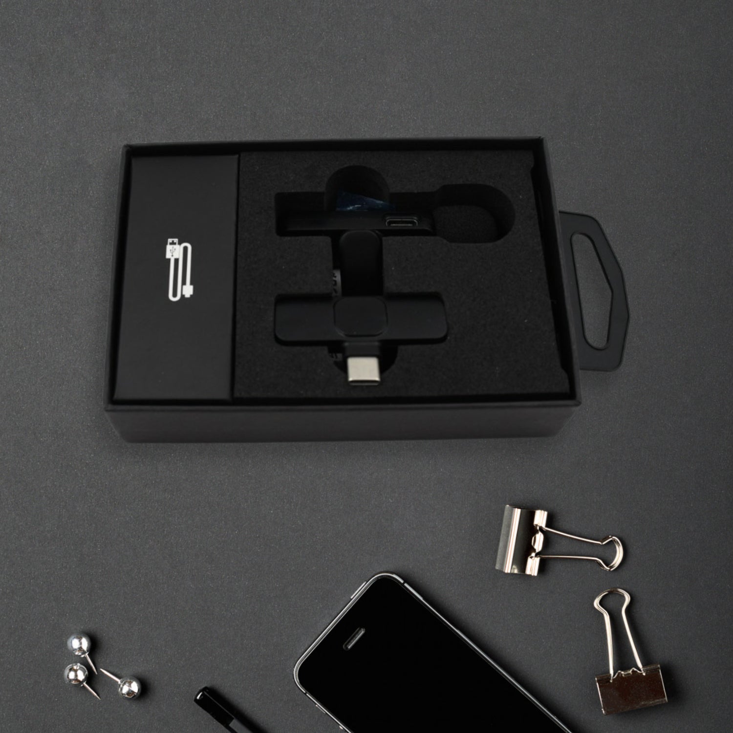 12639 Intelligent Noise Cancelling Live Streaming Clip On Microphone For Type-c  For Iphone With Charging Mini Wireless Lapel Collar Microphone - Zidbik