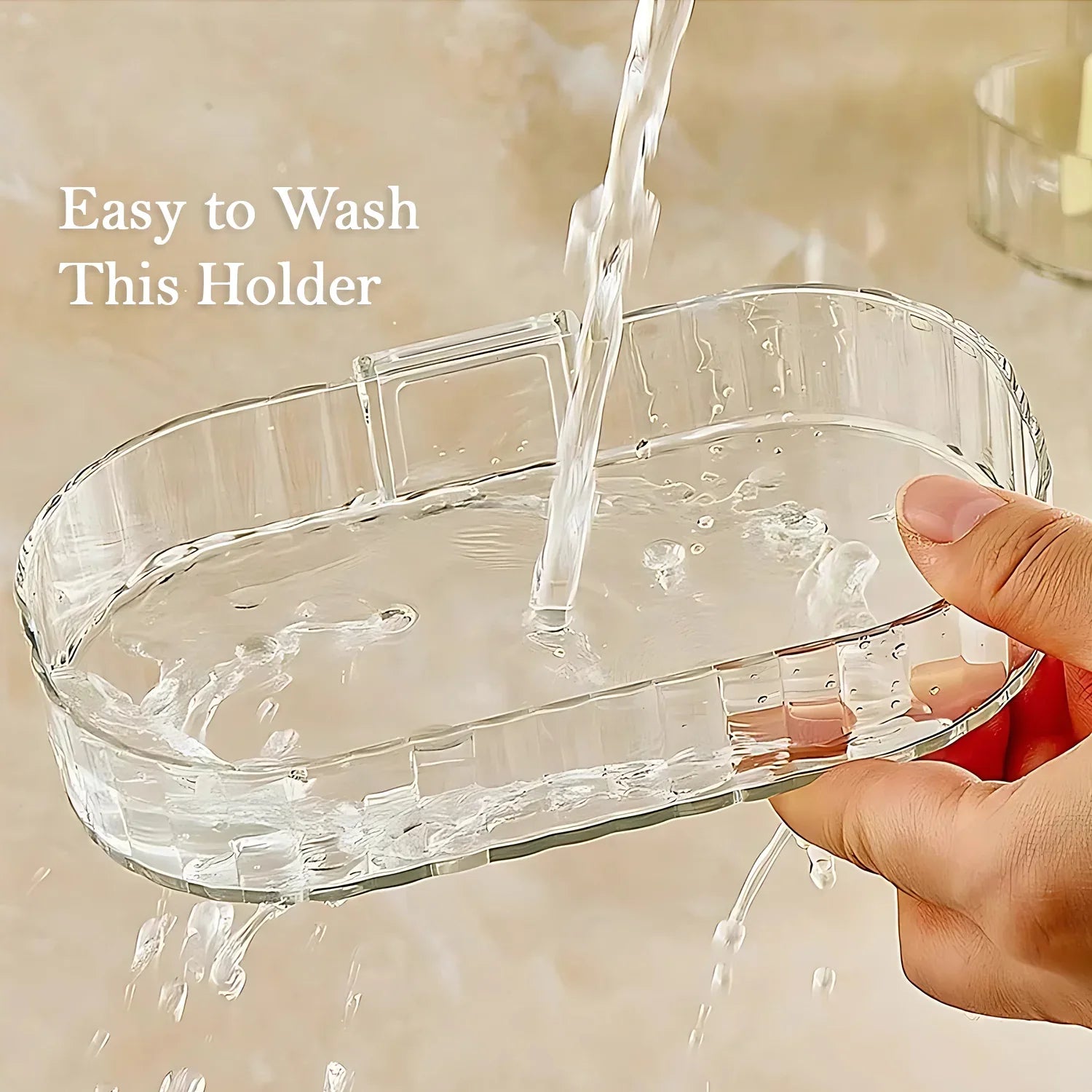Self Adhesive Transparent Wall Mounted Soap Dish Holder (2 Pc) - Zidbik