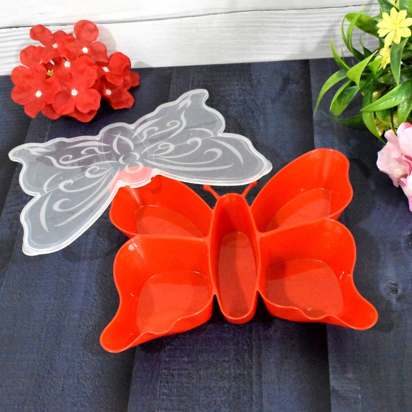 5 Compartment Multipurpose Butterfly Plastic Tray (1 Pc) - Zidbik