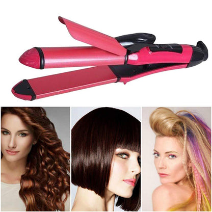 385 2 In 1 Hair Straightener And Curler Machine For Women  Curl  Straight Hair Iron - Zidbik