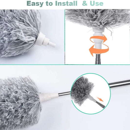 1279 Microfiber Dusters For Cleaning Telescoping Feather Duster With 100 Inches Extendable Handle Pole Dusting Cleaning Tools For Cleaning High Ceiling Ceiling Fan Blinds Cobwebs Furniture Cars - Zidbik
