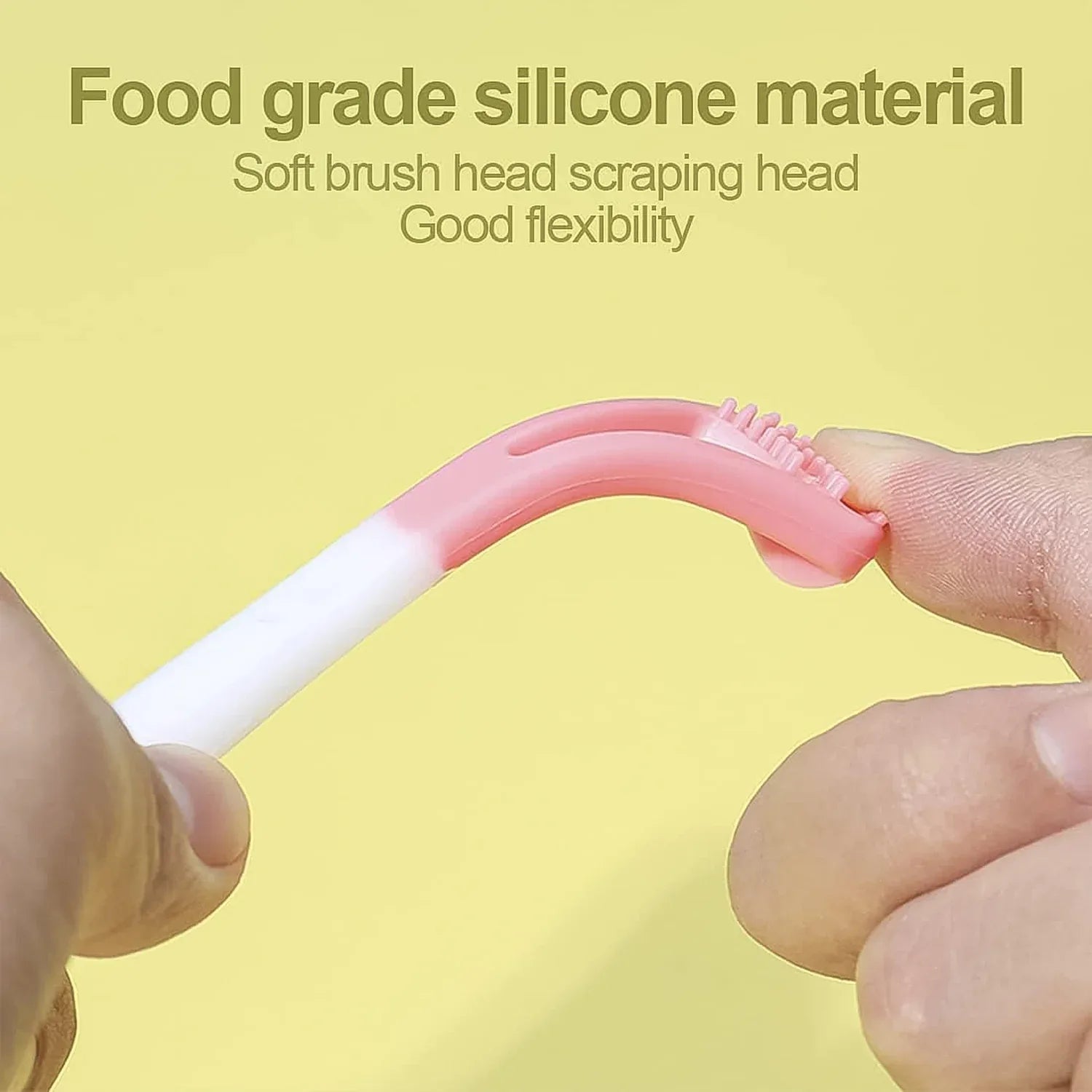 2-in-1 Baby Tongue Cleaner And Oral Massager Stick With Soft Silicone Brush Head - Zidbik