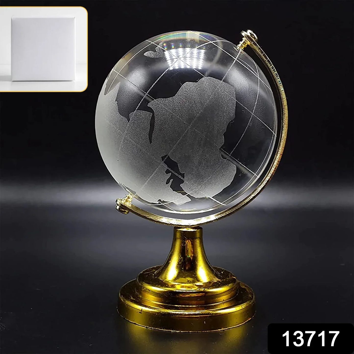 Crystal Globe World Map 50 Mm With Golden Stand (1 Pc) - Zidbik
