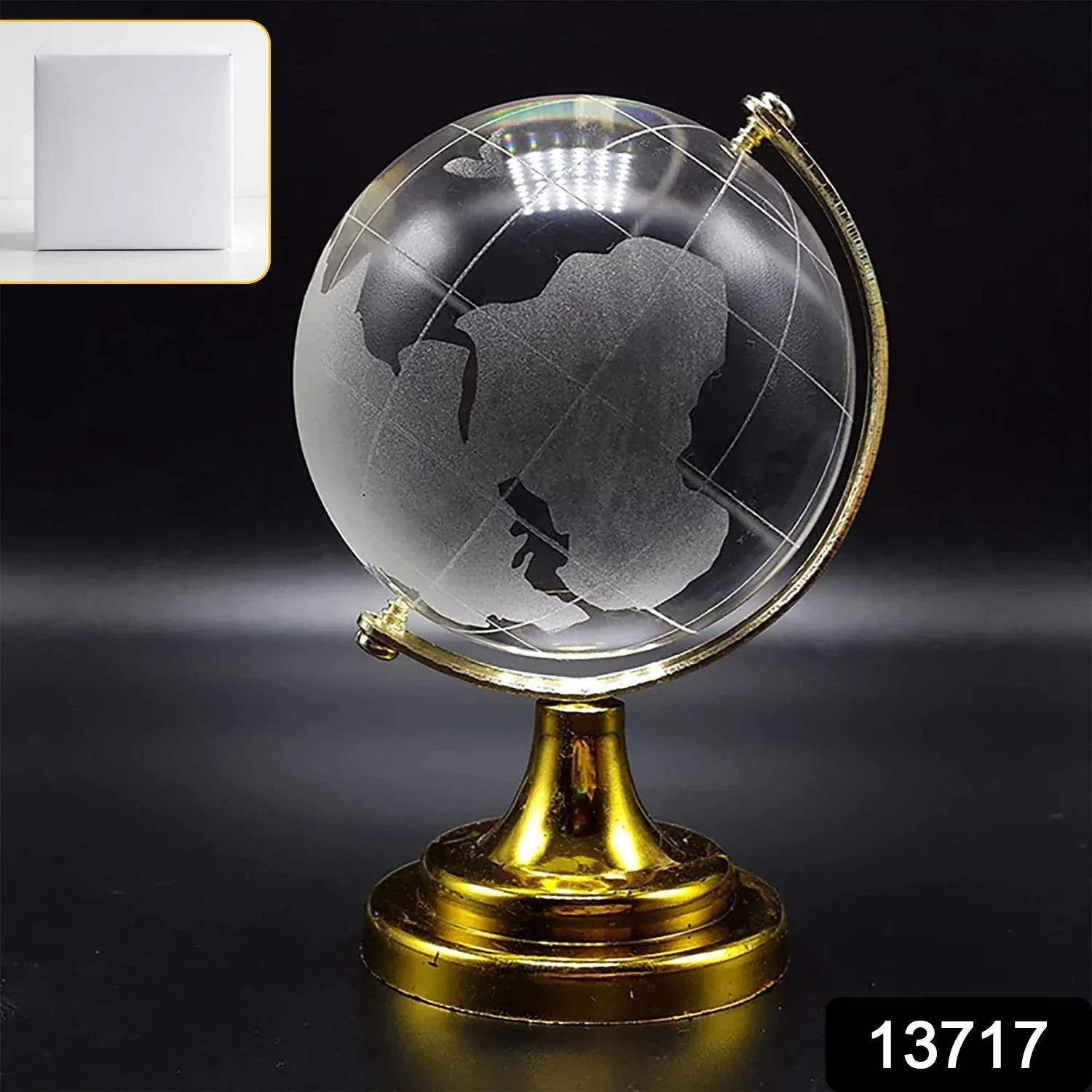 Crystal Globe World Map 50 Mm With Golden Stand (1 Pc) - Zidbik