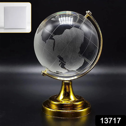 Crystal Globe World Map 50 Mm With Golden Stand (1 Pc) - Zidbik