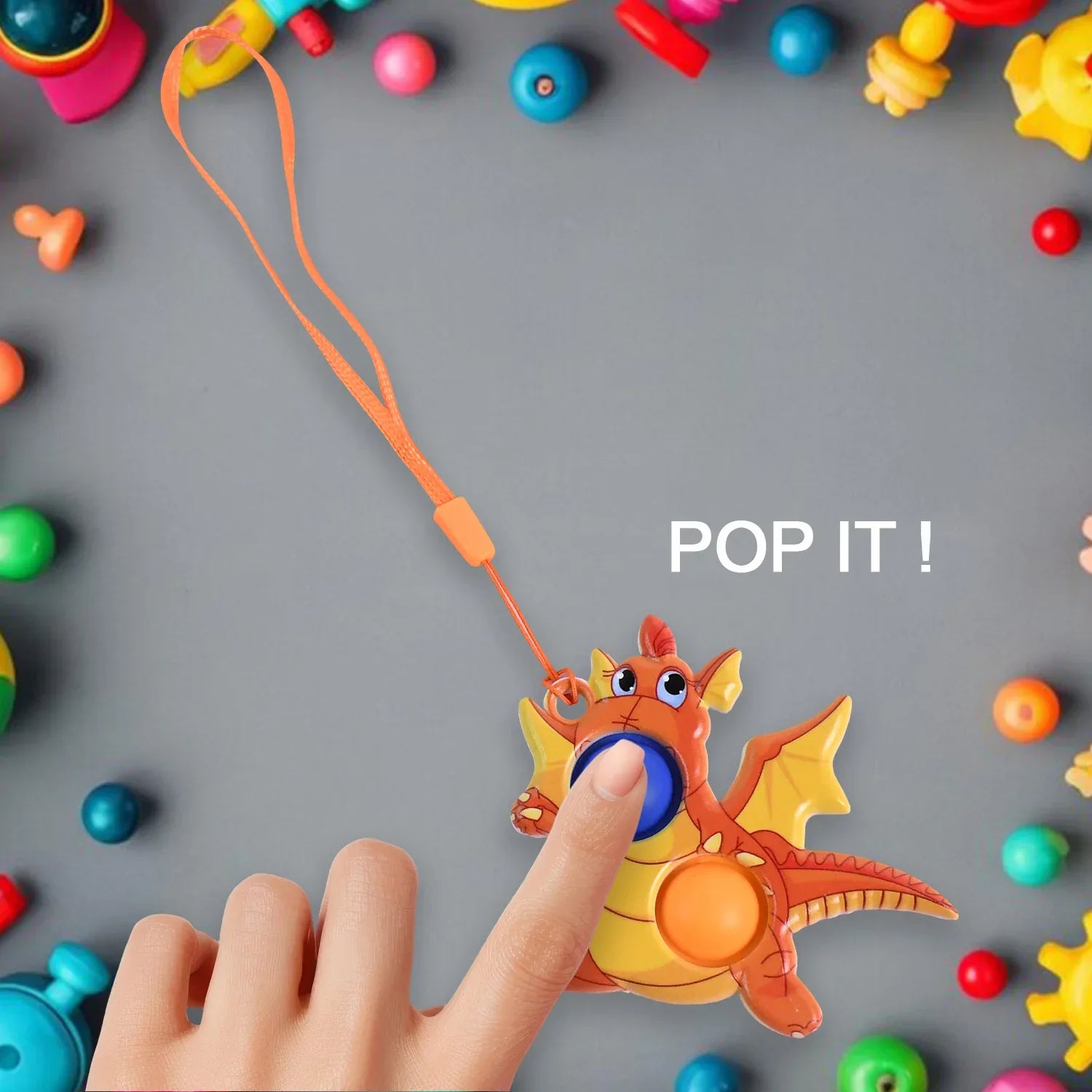 2-bubble Dragon-shaped Push Pop Fidget Toy With Strap (1 Pc) - Zidbik