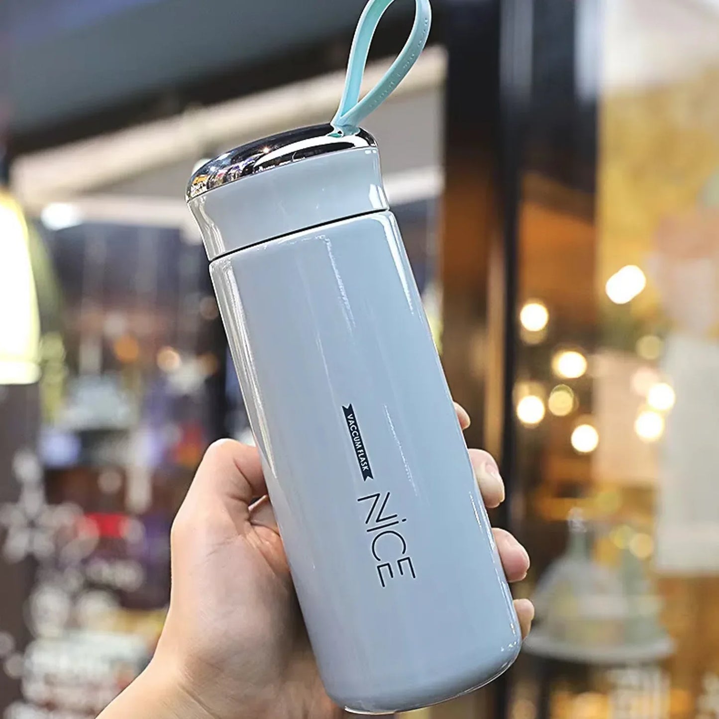 Water Bottle 400ml Leak Proof Glass Water Bottle With Daily Water Intake For Gym And Children Nice Bottle (1 Pc  Light Blue Color) - Zidbik