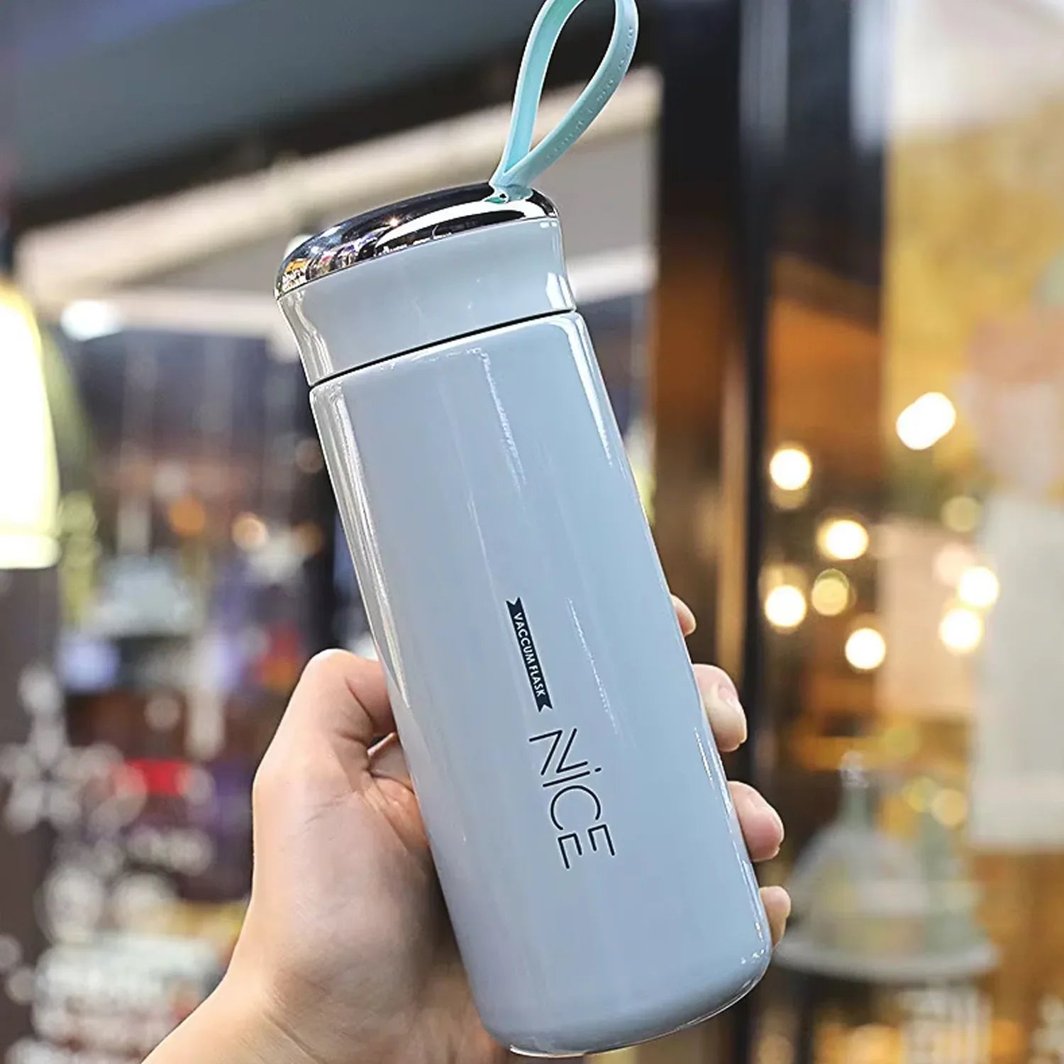Water Bottle 400ml Leak Proof Glass Water Bottle With Daily Water Intake For Gym And Children Nice Bottle (1 Pc  Light Blue Color) - Zidbik