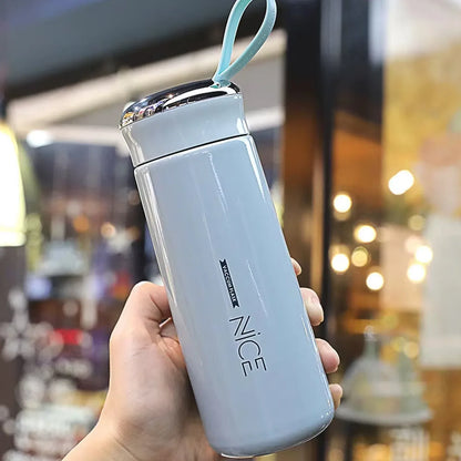 Water Bottle 400ml Leak Proof Glass Water Bottle With Daily Water Intake For Gym And Children Nice Bottle (1 Pc  Light Blue Color) - Zidbik