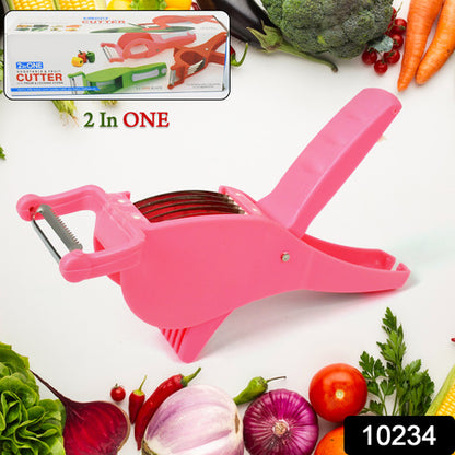 Plastic 2 In 1 Vegetable  Fruit Multi Cutter 5 Blade Vegetable Cutter With Peeler (1 Pc  Multicolor) - Zidbik