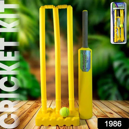 Big Cricket Kit Cricket Set With 1 Cricket Bat 1 Rubber Ball Bails 3 Stumps With Stand Base - Zidbik