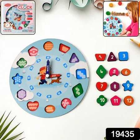Aditi Wooden Educational Learning Clock Toy With Movable Hands - Zidbik