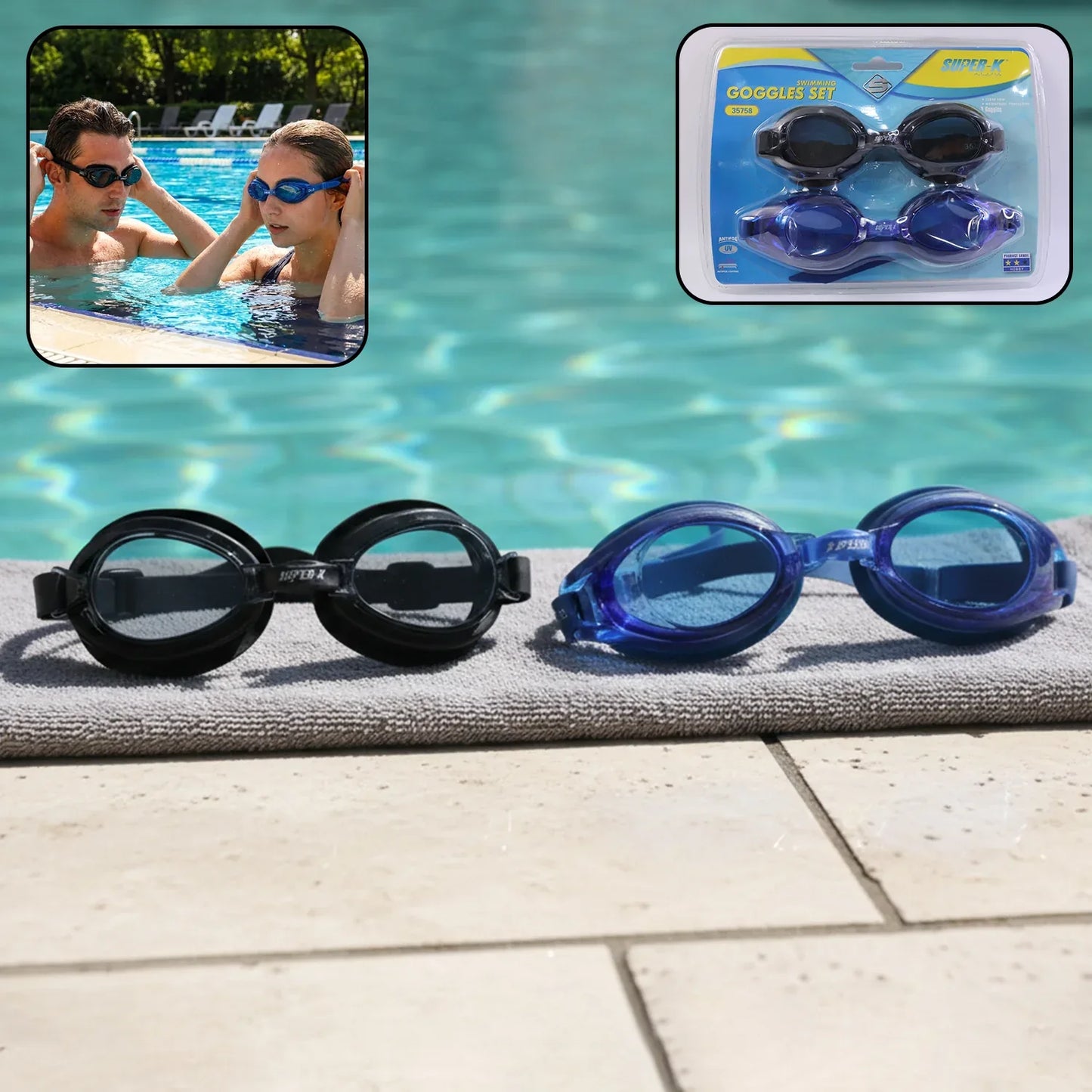 Swimming Goggles Set (2 Pieces Set) - Zidbik