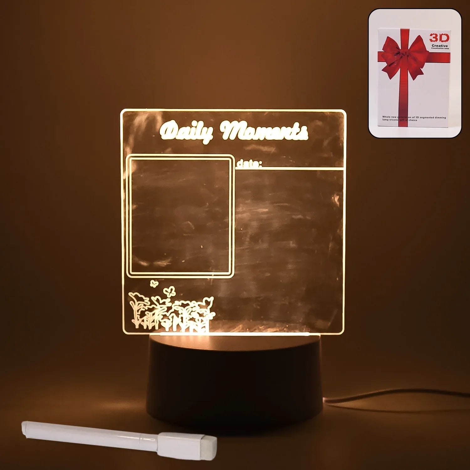 12939 Creative Visualization Lamp 3 Dacrylic Decorative Lamp For Creative Keeps Notes Drawing Table Lamp For Home Decor Bedroom Gift Office Decoration Erasable Board (Heart-shape 1 Pc) - Zidbik