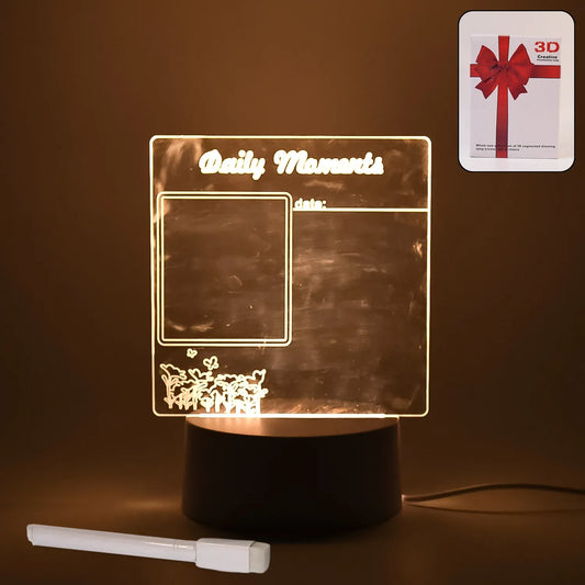 12939 Creative Visualization Lamp 3 Dacrylic Decorative Lamp For Creative Keeps Notes Drawing Table Lamp For Home Decor Bedroom Gift Office Decoration Erasable Board (Heart-shape 1 Pc) - Zidbik